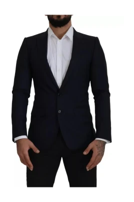 Marinblå Ull Blazer Jacka