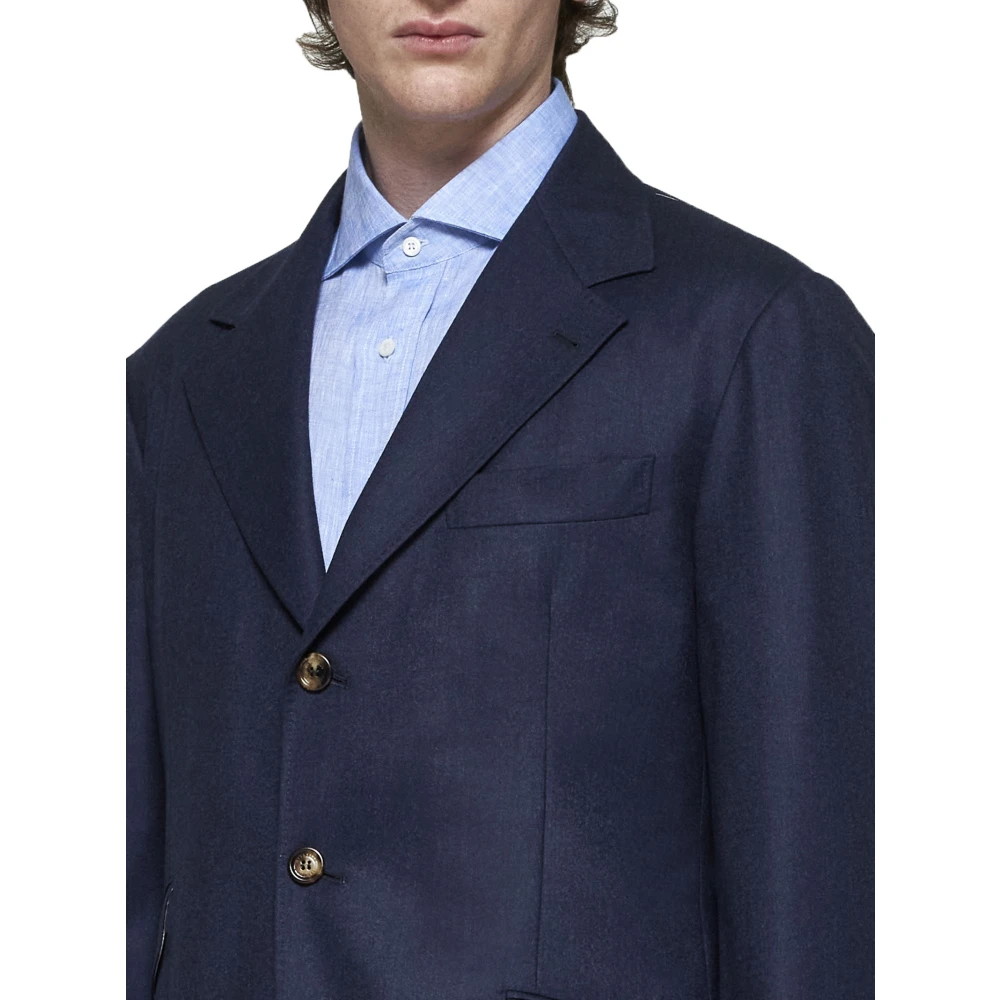BRUNELLO CUCINELLI Navy Blauw Wollen Pak Blue Heren