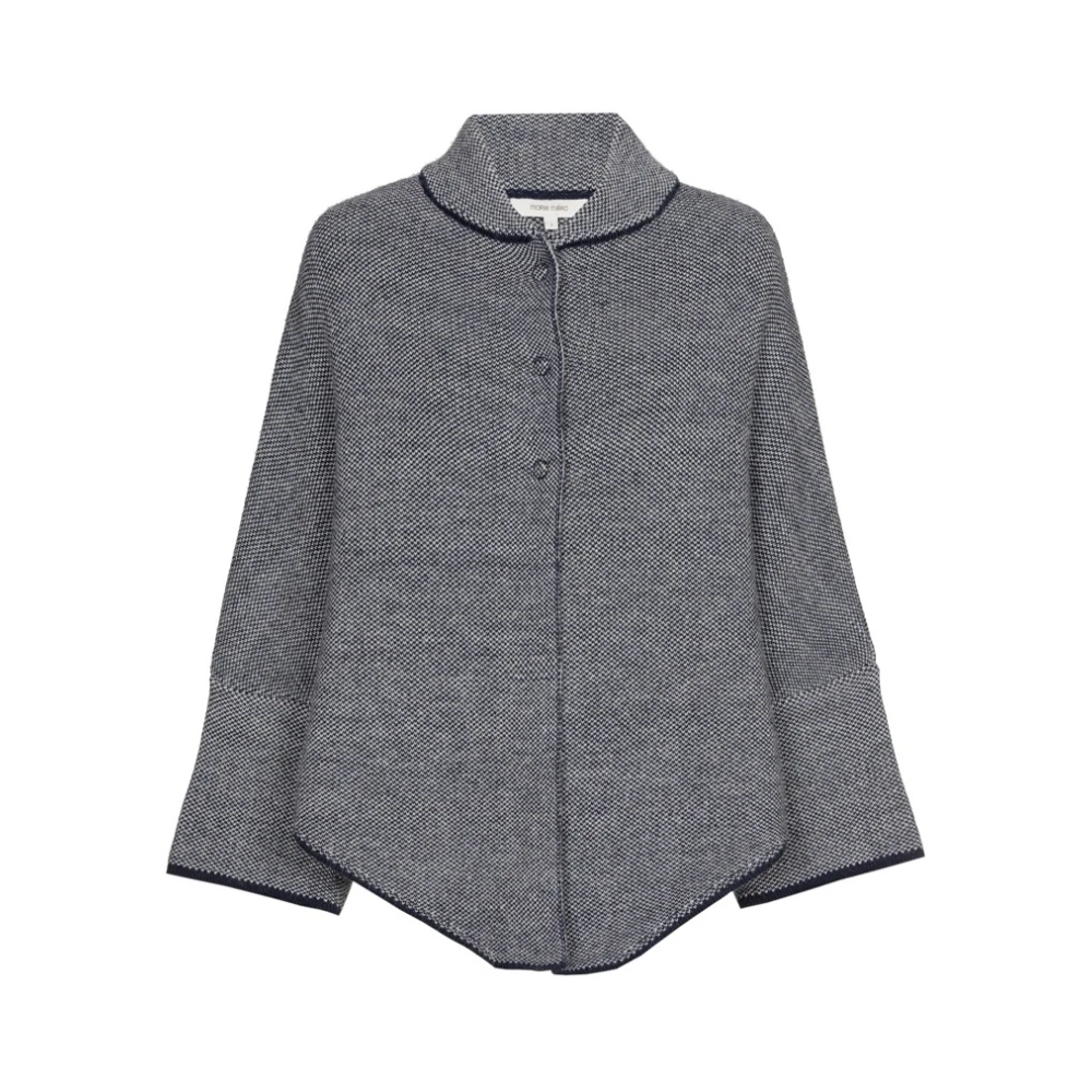 Marie Méro Blauwe Button-Down Cape met Opstaande Kraag Blue Dames