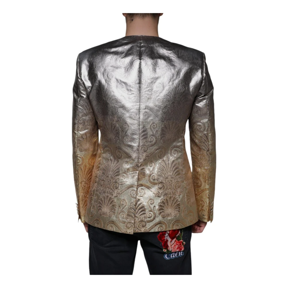 Dolce & Gabbana Gouden Slim Fit Blazer met Twee Knopen Yellow Heren
