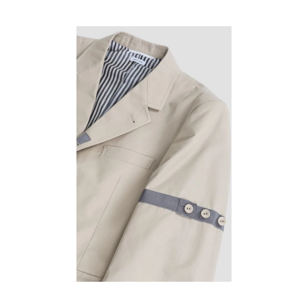 Thom Browne Beige blazerjas met gestreepte voering Beige Heren