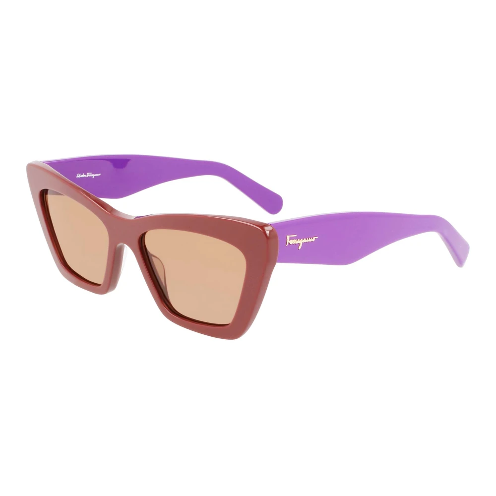 Ferragamo Women's Purple Sunglasses, 55 Mm, Stylish Sunglasses In Dark Brown Violet
