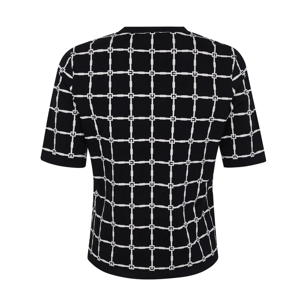 Elisabetta Franchi Zwarte Trui Korte Mouw Ronde Hals Black Dames