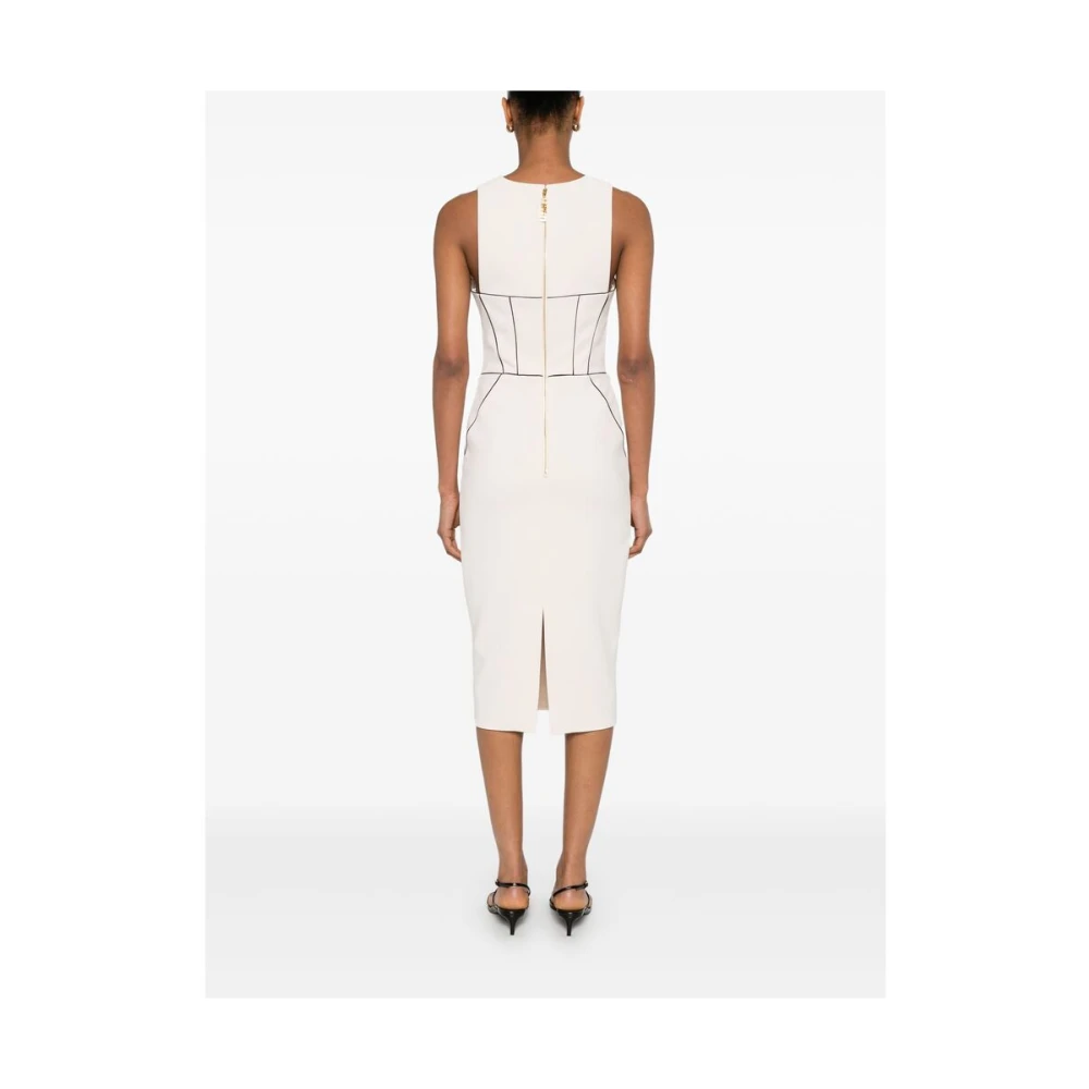 Elisabetta Franchi Chique Midi Beige Jurk Beige Dames
