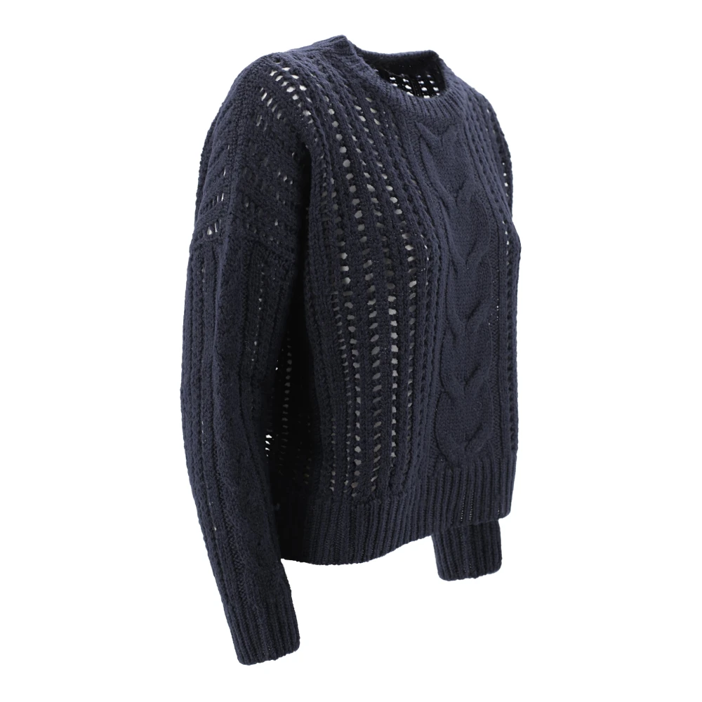 Max Mara Weekend Blauwe Wolgevlochten Trui Blue Dames