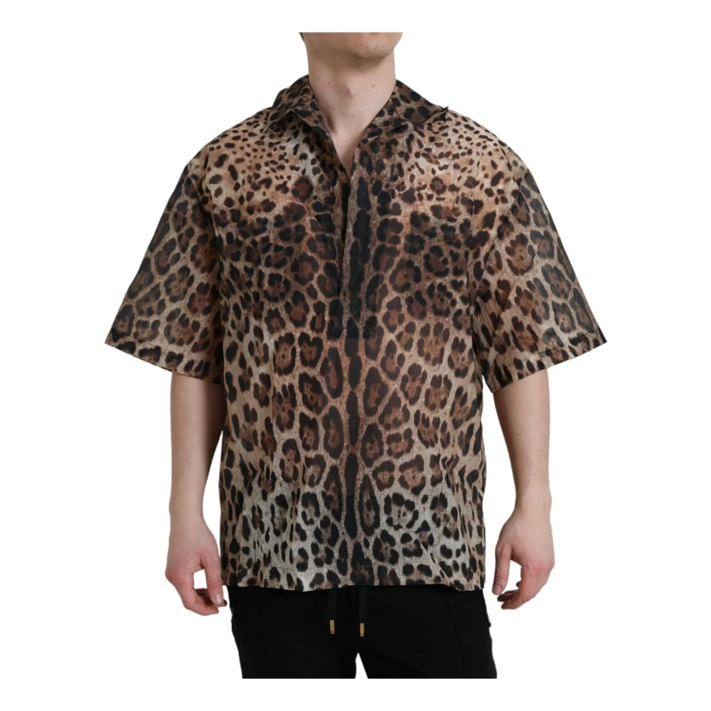 Dolce & Gabbana Luipaardprint Knoopsluiting Shirt Multicolor Heren