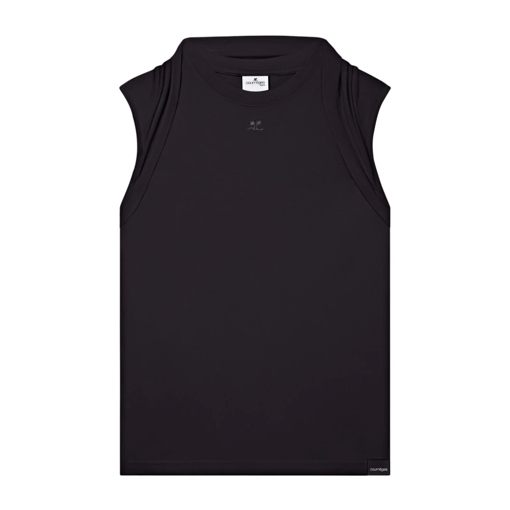 Courrèges Zwarte Tanktop met Logo Applique Black Heren