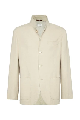 Mandarin Collar Wool Blend Jacket