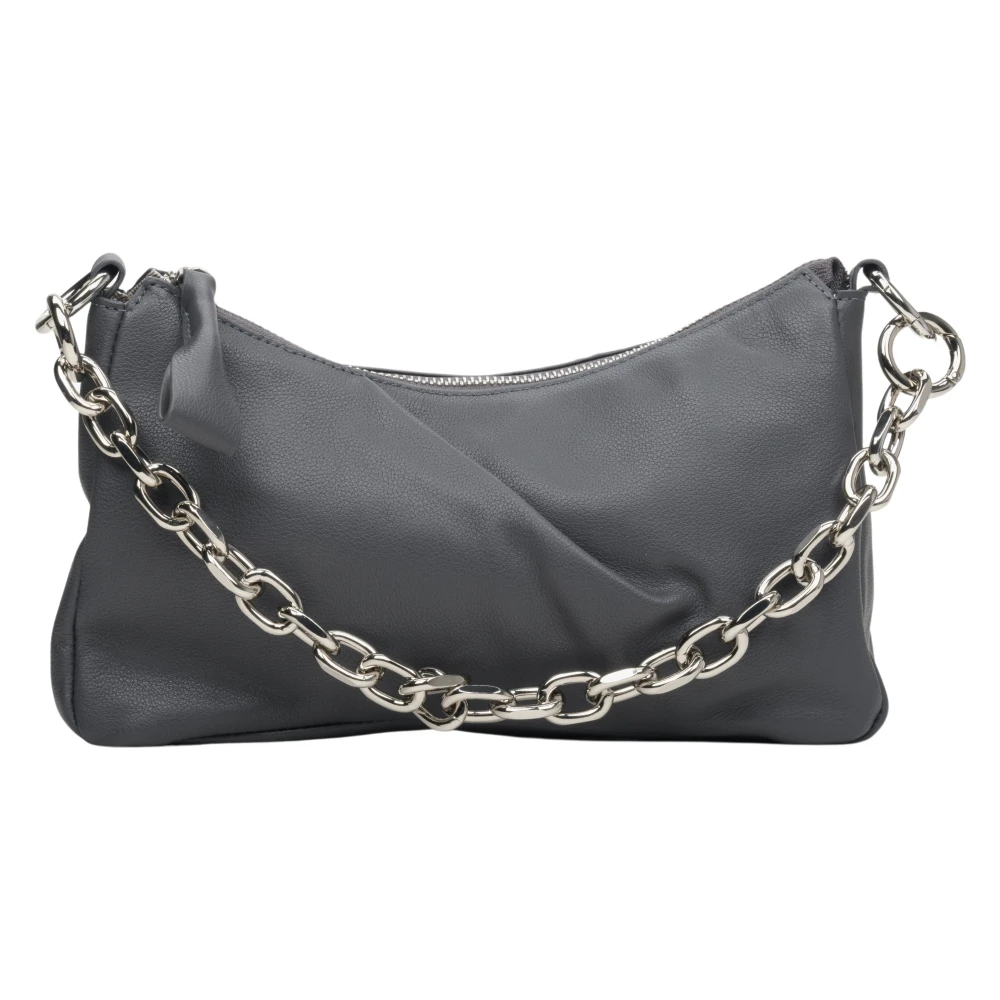 Estro Dames Grijze Ketting Schouder Baguette Tas gemaakt van Echt Leer Er00113721 Gray Dames