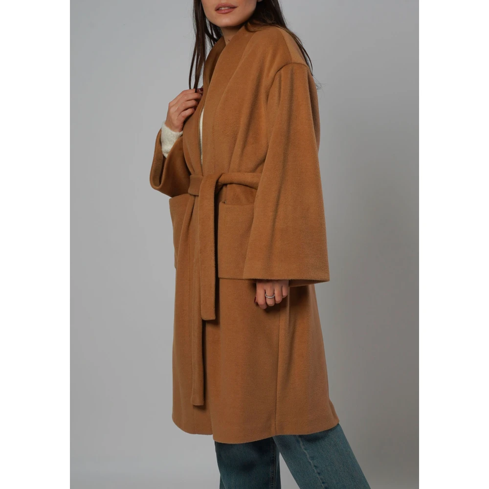 H2O Oversized Wollen Jas Brown Dames