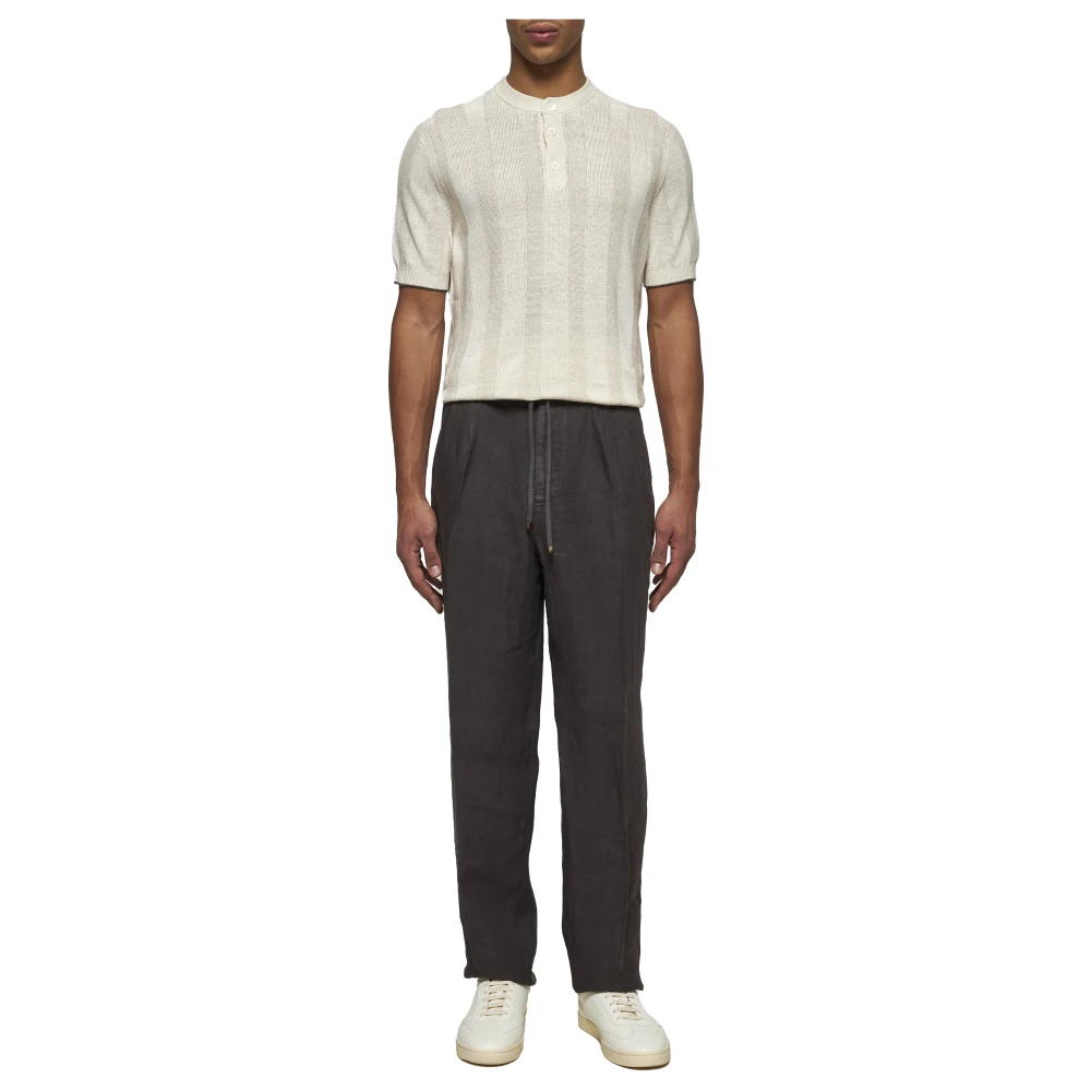 BRUNELLO CUCINELLI Gestreepte textuur korte mouw trui Beige Heren