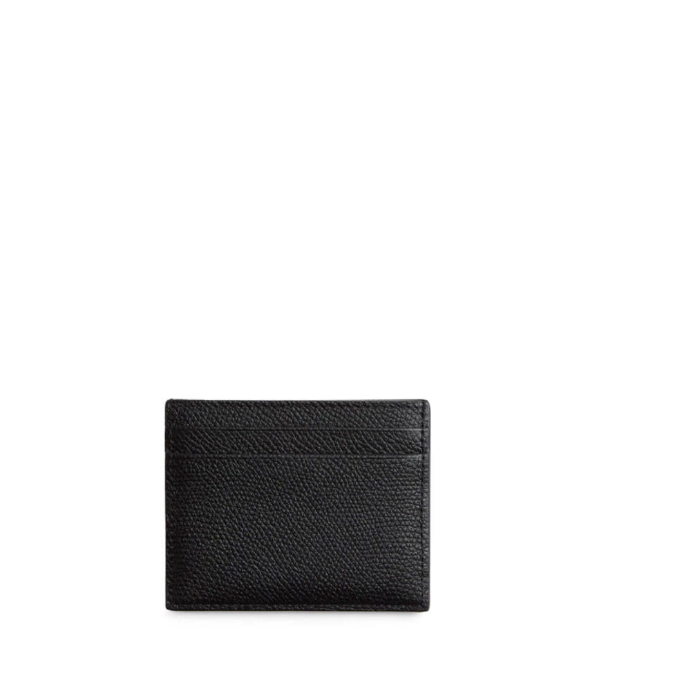 Valentino Garavani Zwarte Pebble Leren Portemonnee met VLogo Black Dames