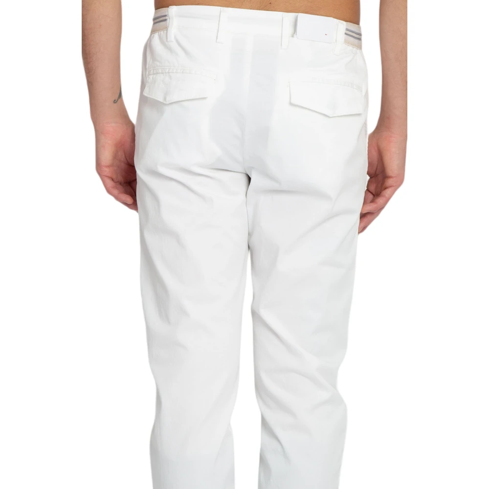 Eleventy Bianco Elastische Joggerbroek met Zijstrepen White Heren