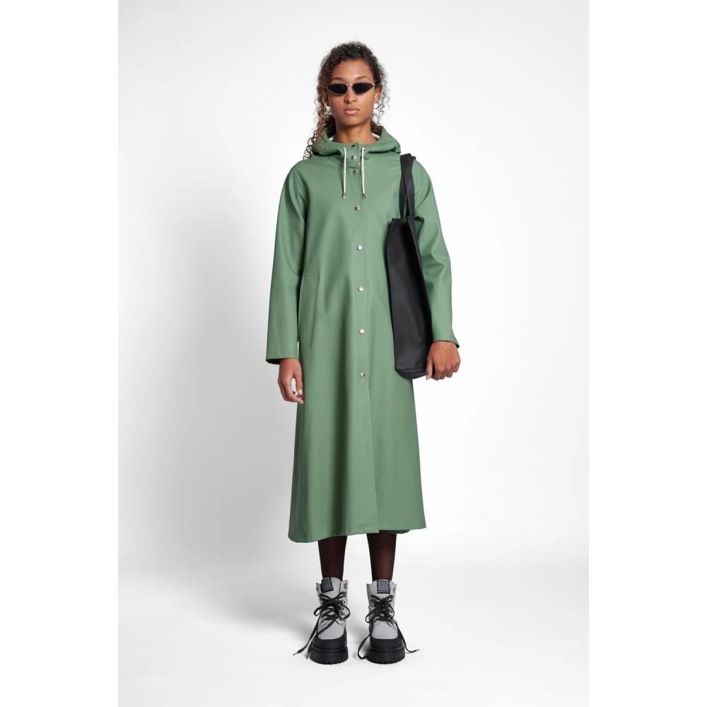 Stutterheim Waterdichte Knielange A-Lijn Regenjas Green Dames