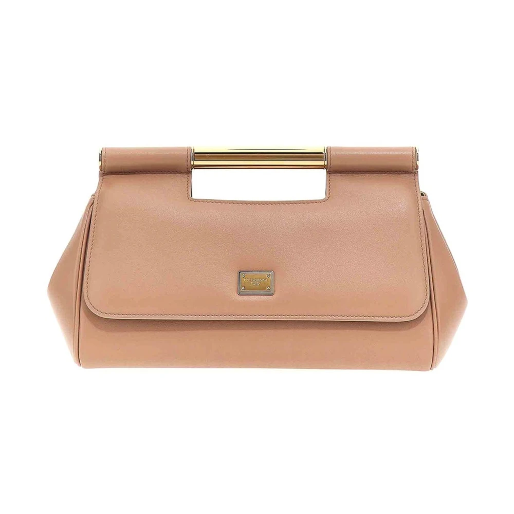 Dolce & Gabbana Sicily Leren Clutch Beige Dames