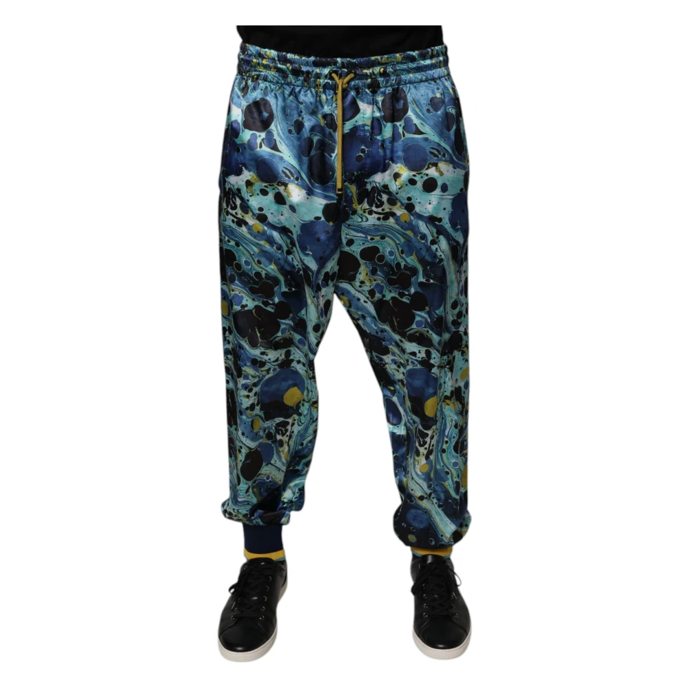 Dolce & Gabbana Men's Multicolor Marble Print Jogger Joggers With Logo - Sweatpants - 2XL - Trousers