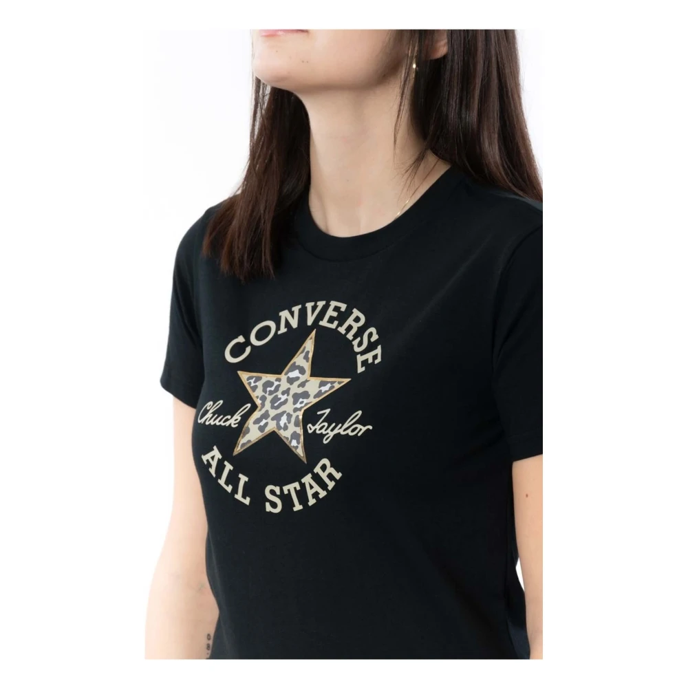 Converse Chuck Patch Leopard Infill TEE T-shirt Black Dames