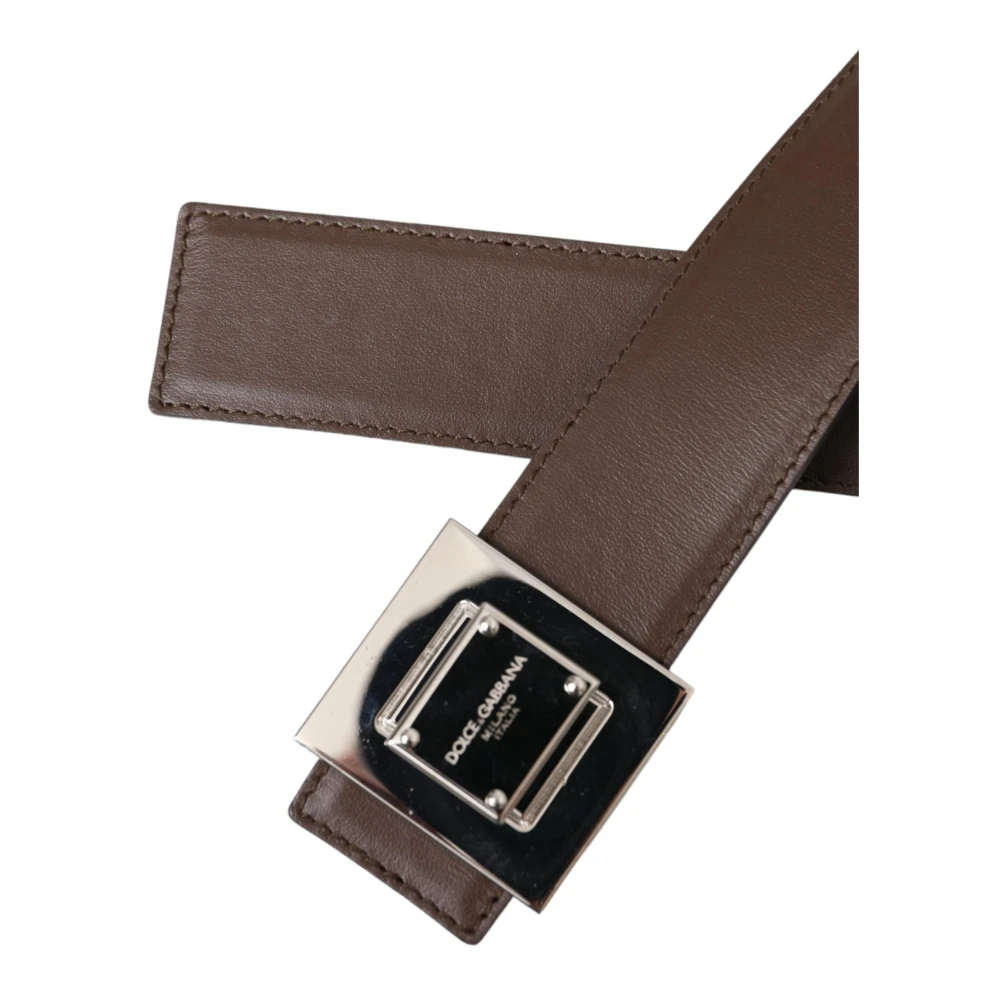 Dolce & Gabbana Bruin Leren Riem met Metalen Gesp Brown Dames