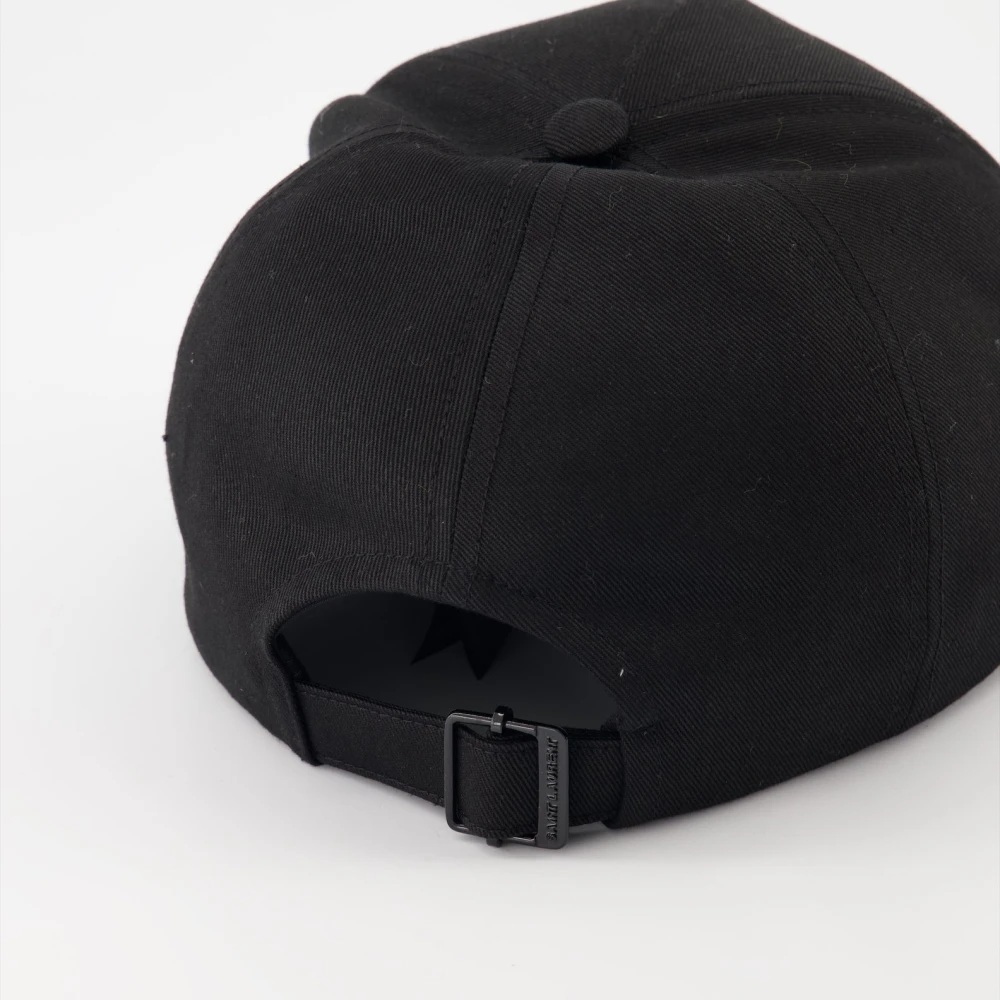 Saint Laurent Logo Pet met Grosgrain Lint Detail Black Heren