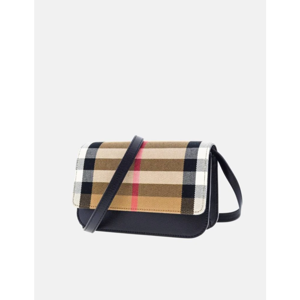 Burberry Zwarte leren schoudertas House Check Black Dames