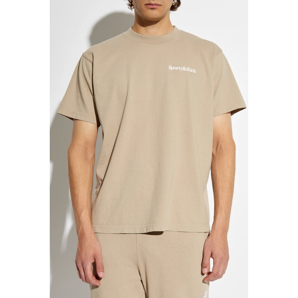 Sporty & Rich Katoenen T-shirt Beige Unisex