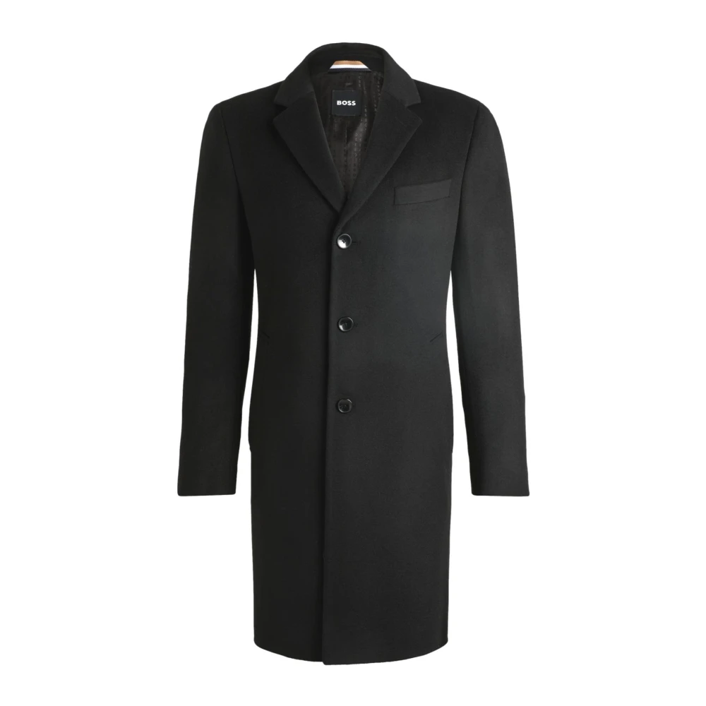 Hugo Boss Heren Wol Kasjmier Slim Fit Jas Black Heren