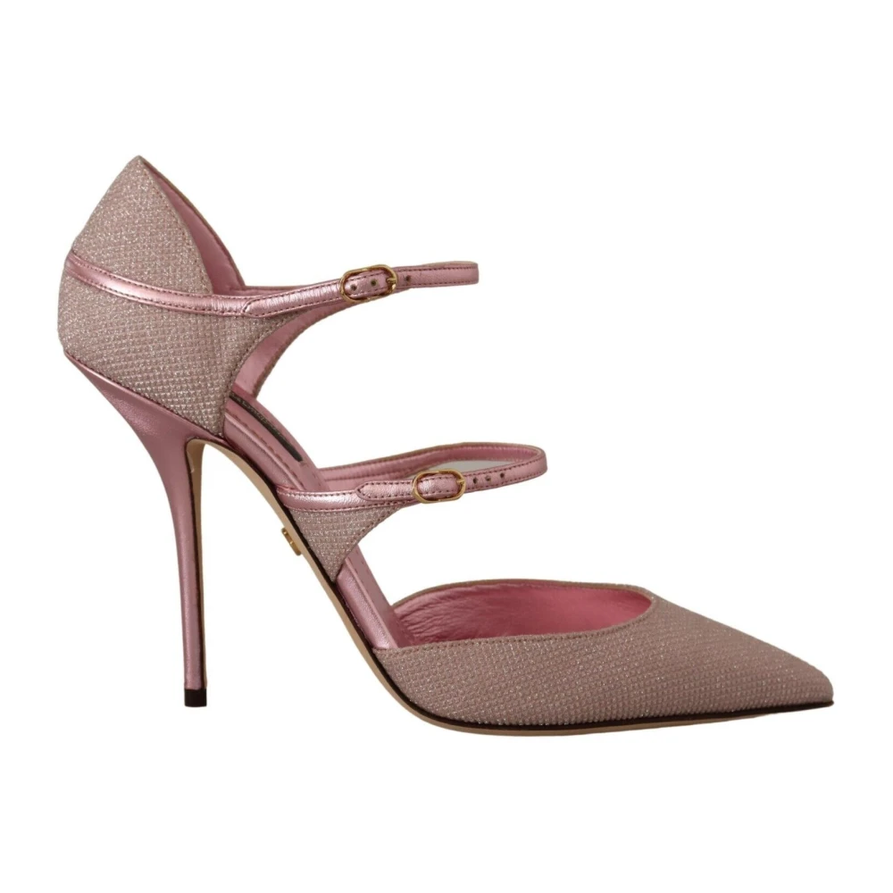 Dolce & Gabbana Rosa Glitter Högklackade Sandaler Pink, Dam
