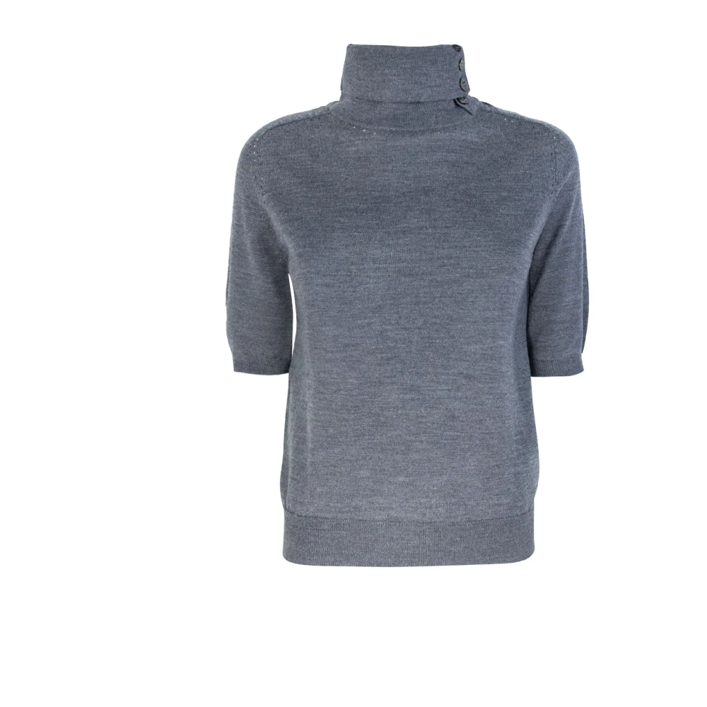 Liu Jo Grijze wollen trui met knoopkraag Gray Dames