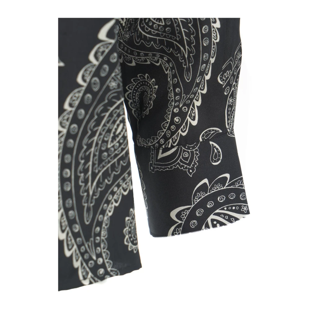 Robert Friedman Elegante zwarte zijden blouse met paisley Black Heren