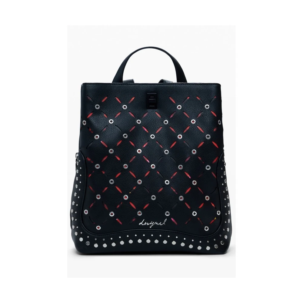 Desigual Women's Black Backpacks, One Size, Backpack Metal Patch