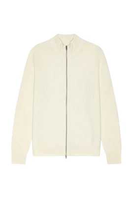Wool Rib Zipper Knit