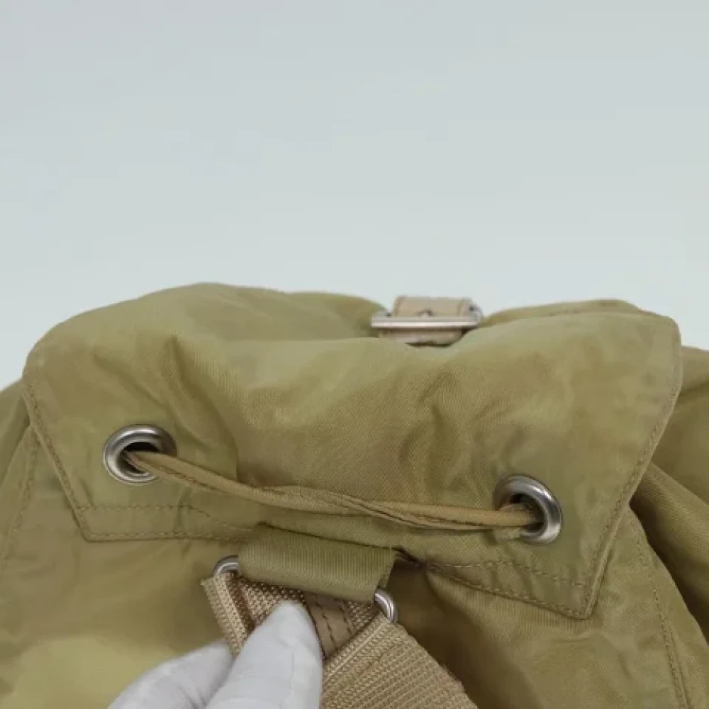 Prada Vintage Pre-owned Nylon backpacks Beige Dames