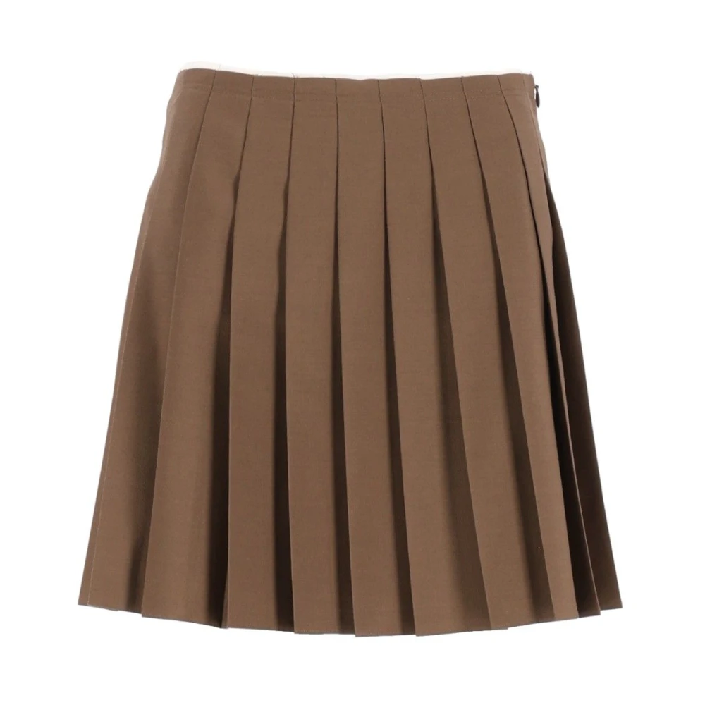 Mm6 Maison Margiela , Short Skirts, Female, Brown, M, Pleated Mini Skirt