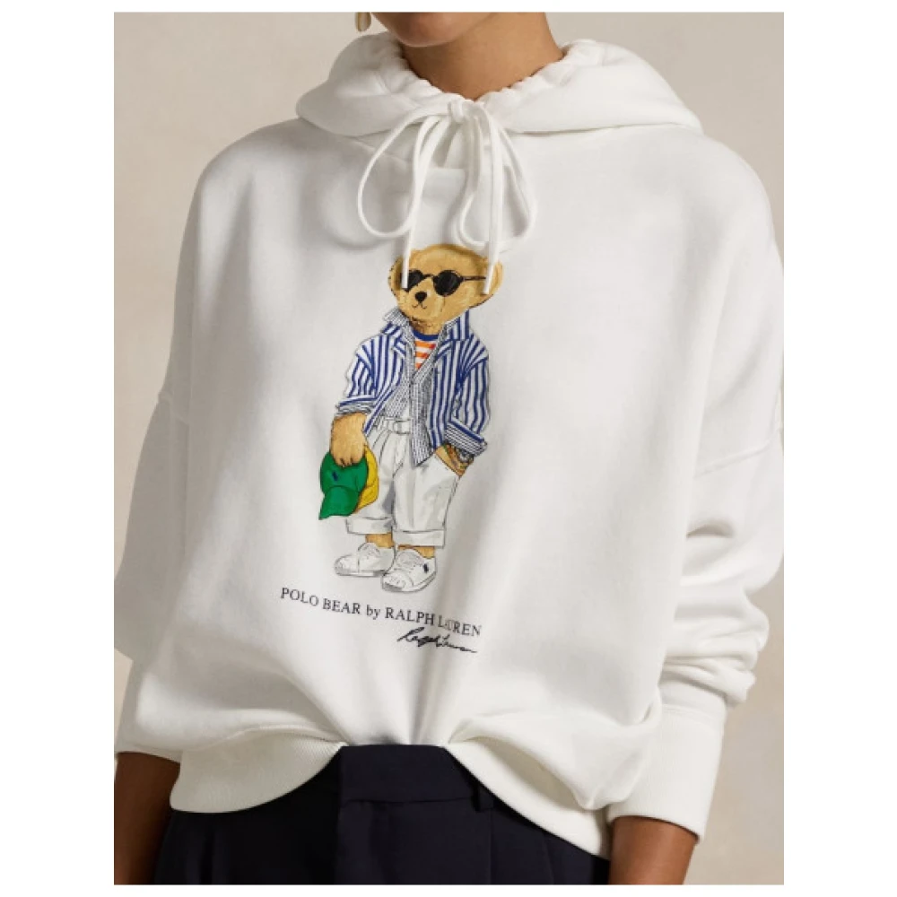 Polo Ralph Lauren Stijlvolle hoodie met Polo Bear ontwerp White Dames