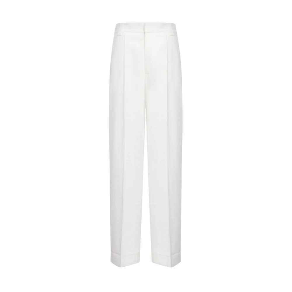 Dondup Women's White Pantalone Abby - Wide Trousers - L - Trousers