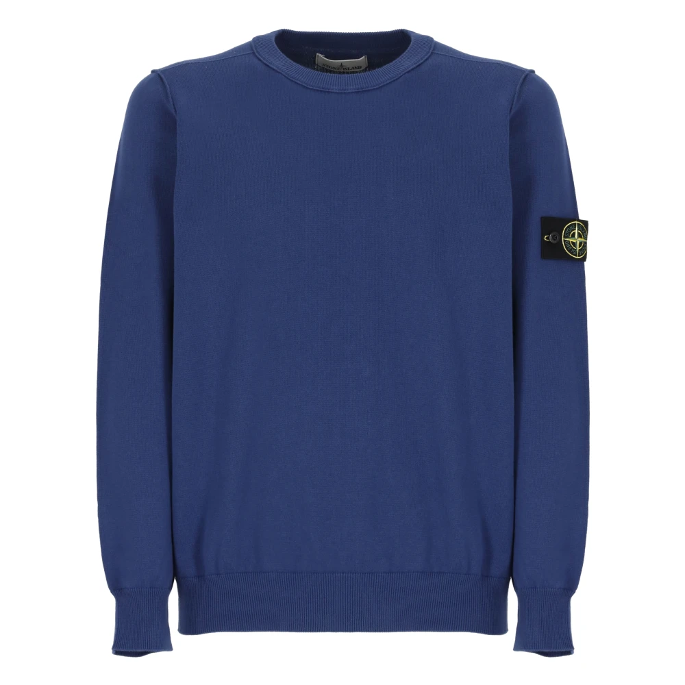 Stone Island Blauwe Katoenen Trui met Logopatch Blue Heren