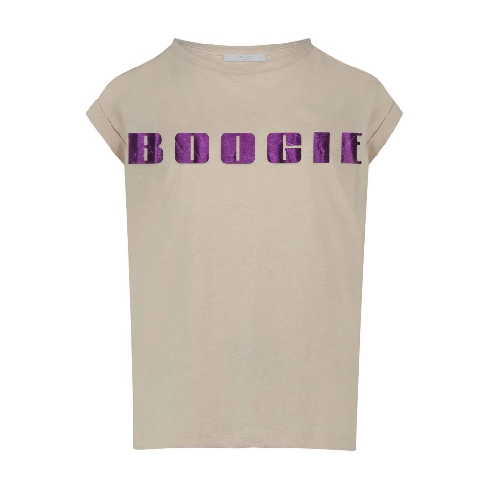 By-Bar Korte Mouw Pullover Thelma Boogie Top Beige Dames