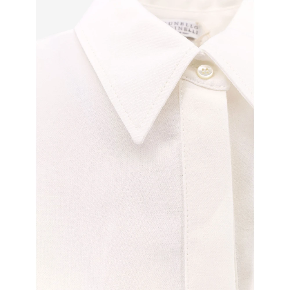 BRUNELLO CUCINELLI Linnen Viscose Lange Jurk Italië Gemaakt White Dames