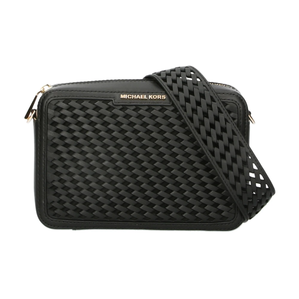 Michael Kors Zwarte leren schoudertas met rits Black Dames