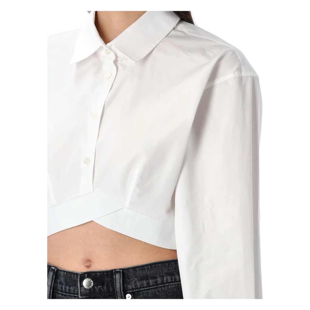 alexander wang Witte Crop Shirt met Elastische Zoom White Dames