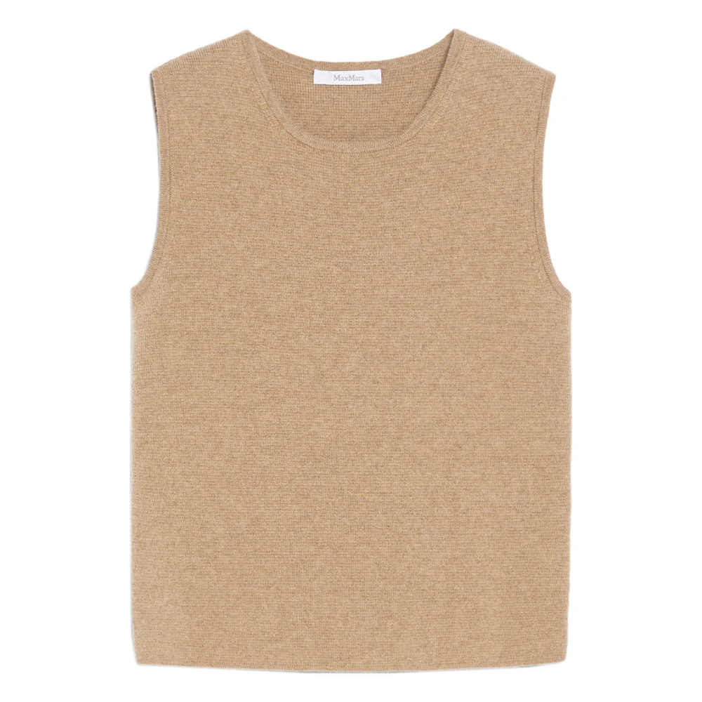 Max Mara Beige Mouwloze Wol Kasjmier Trui Beige Dames