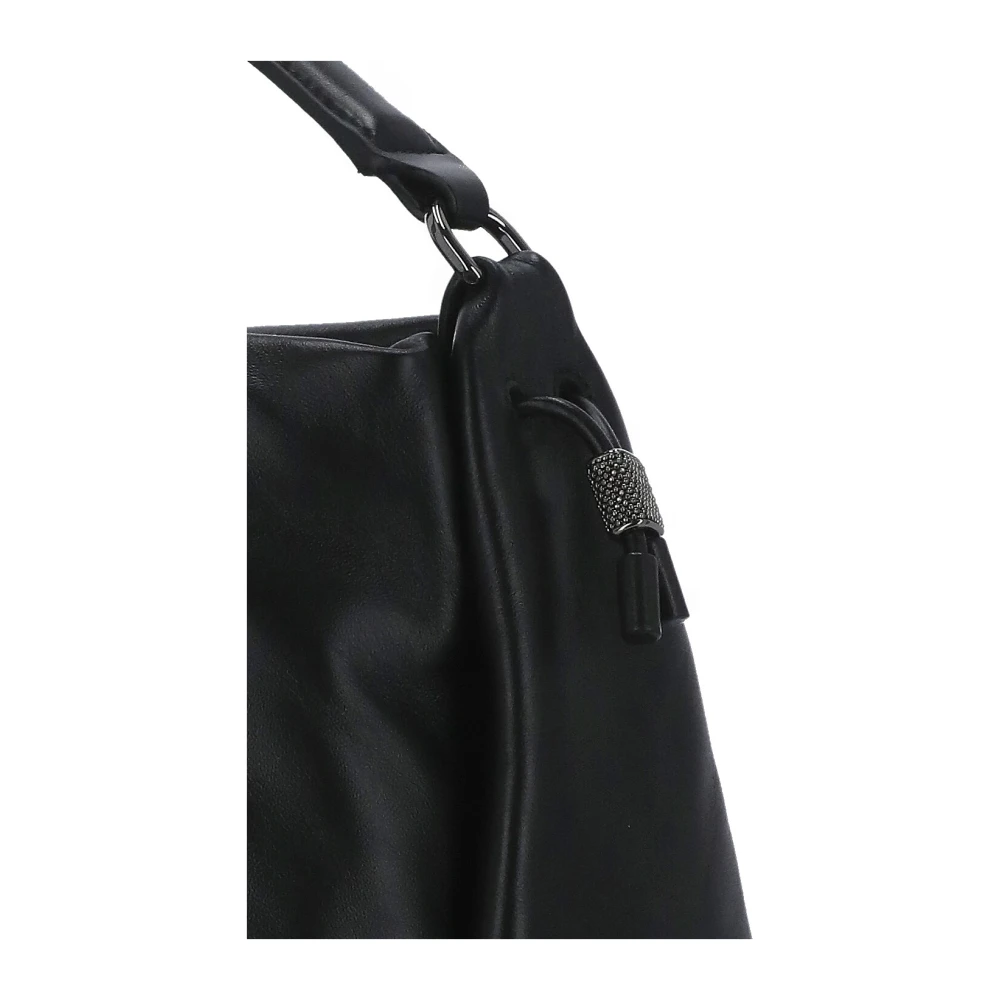 BRUNELLO CUCINELLI Zwarte Leren Handtas met Koordsluiting Black Dames