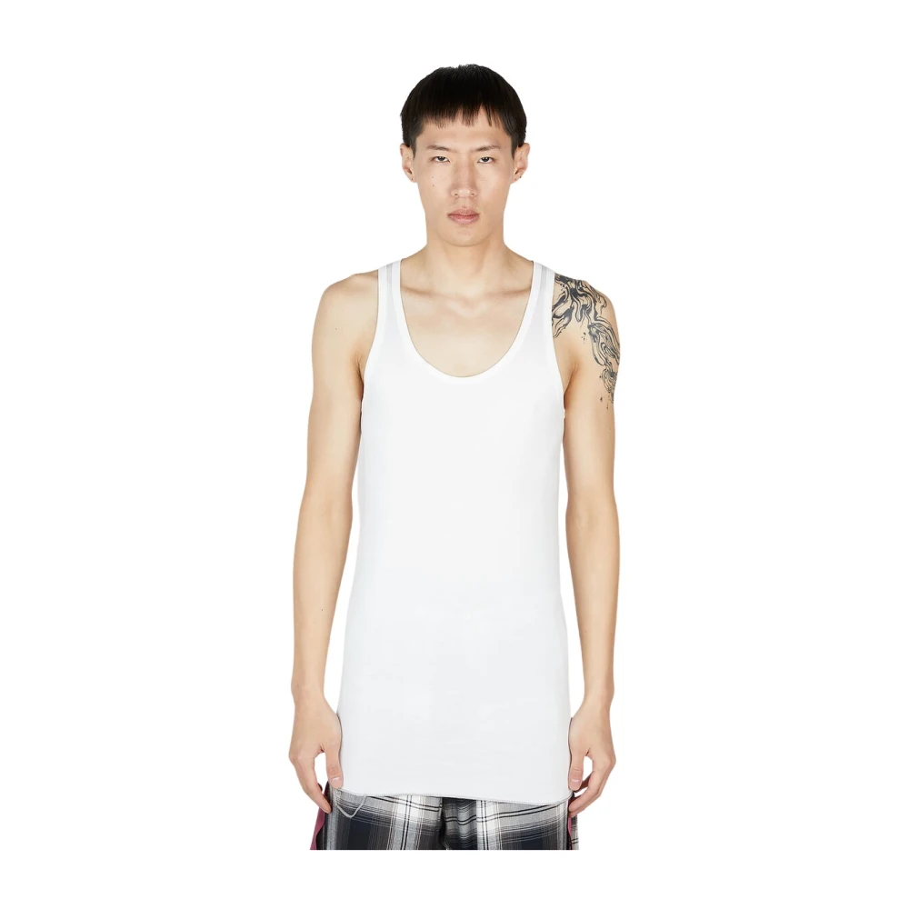 Sulvam Men's White Sleeveless Tops, Xl, Jersey Crewneck Sleeveless Top