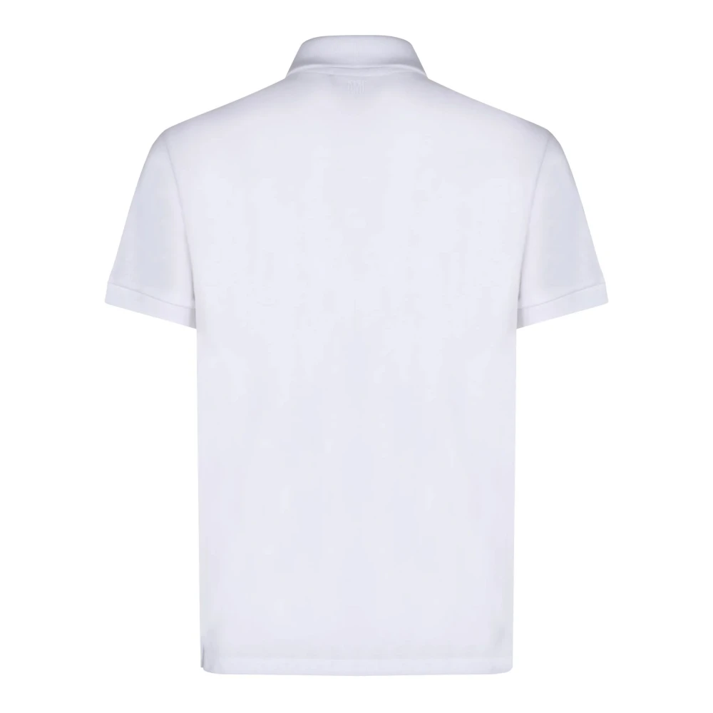 Ami Paris Witte Katoenen Poloshirt met Geborduurd Logo White Heren