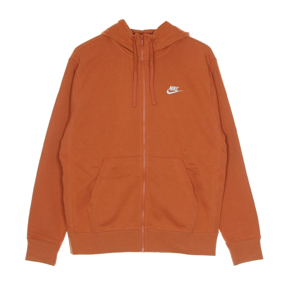 Nike Sporty Hooded Zip Sweatshirt French Terry Orange Heren