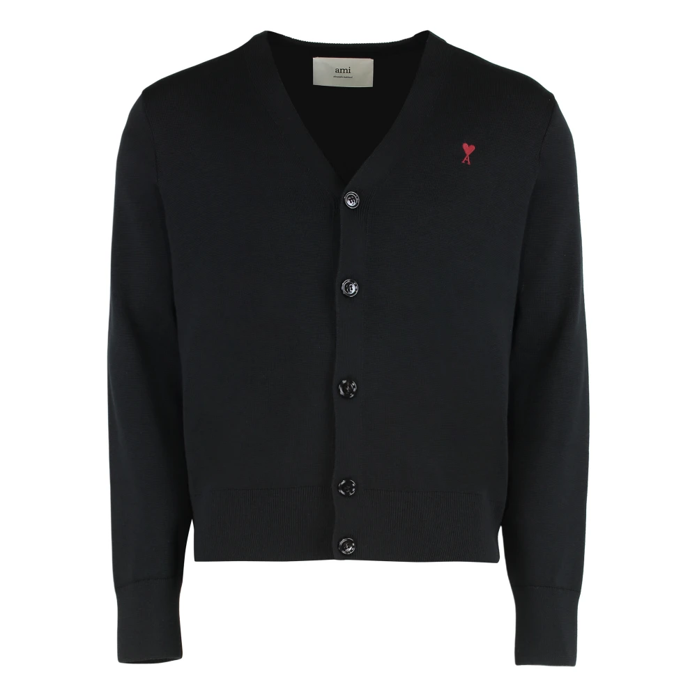 Ami Paris Men's Black Cardigans, M, De Coeur Cardigan