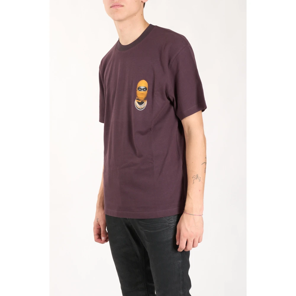 IH NOM UH NIT Katoenen T-shirt met voorprint Purple Heren