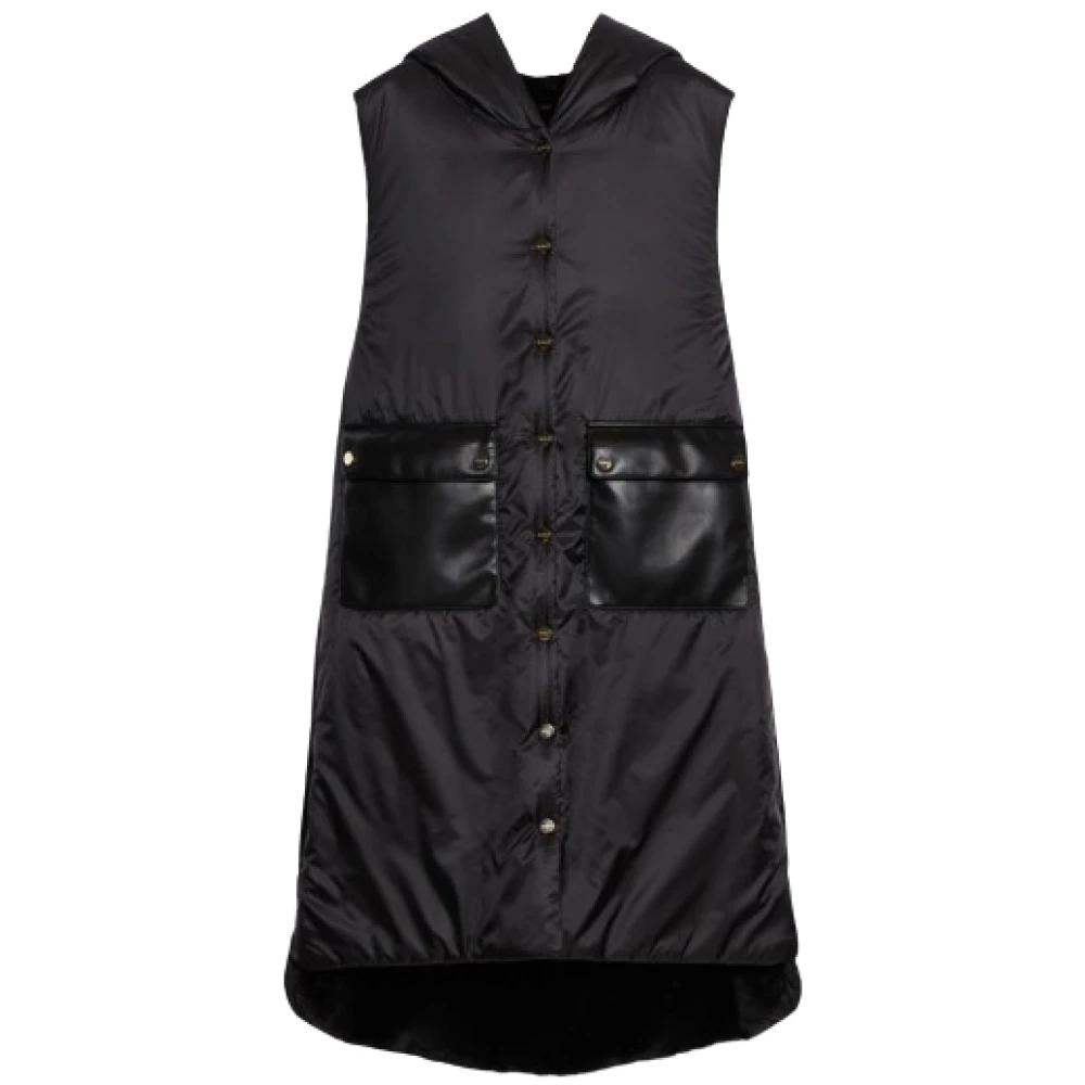 Max Mara Omkeerbaar waterafstotend vest met capuchon Black Dames