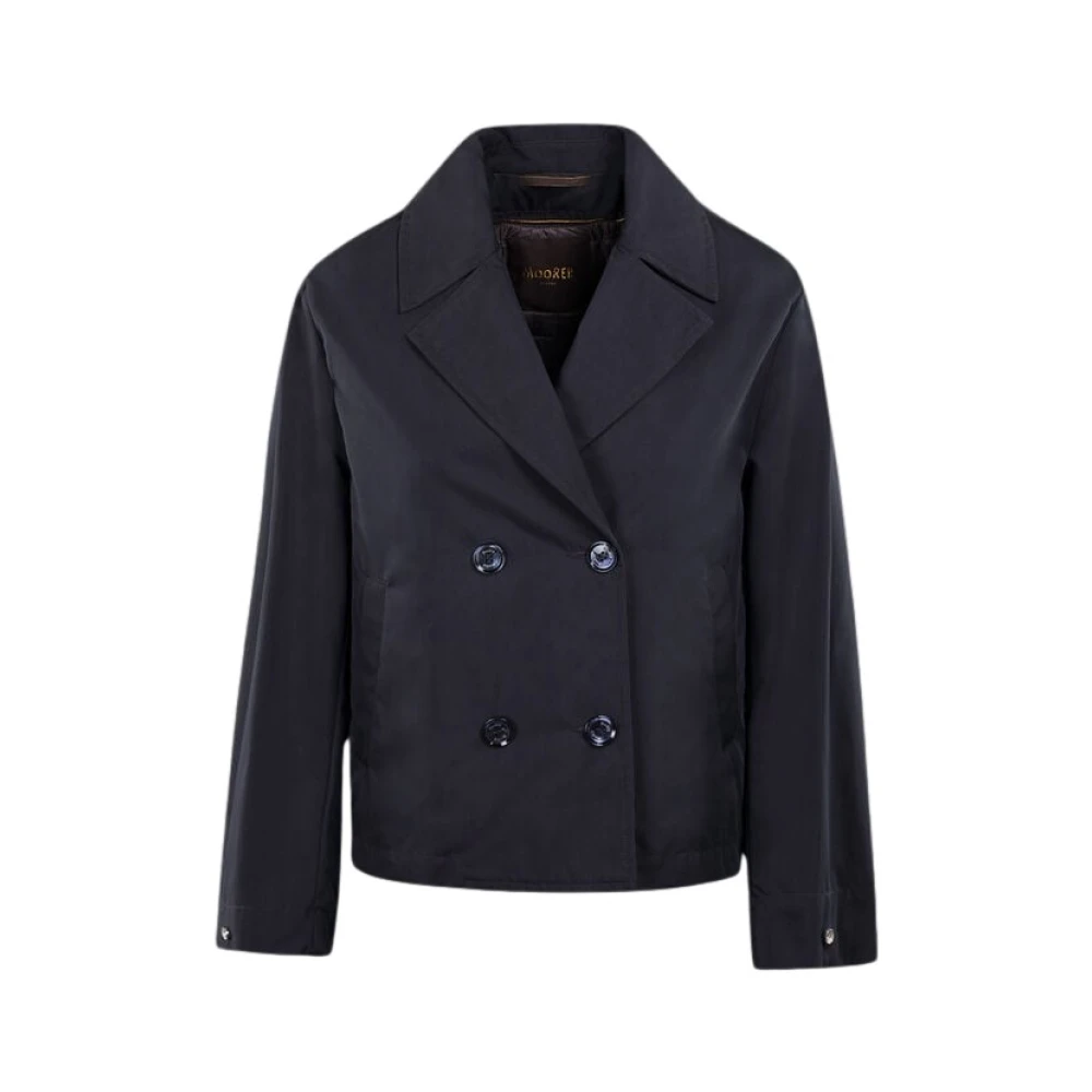 Moorer Women's Blue Double-Breasted Coats, M, Short Double-Breasted Trench