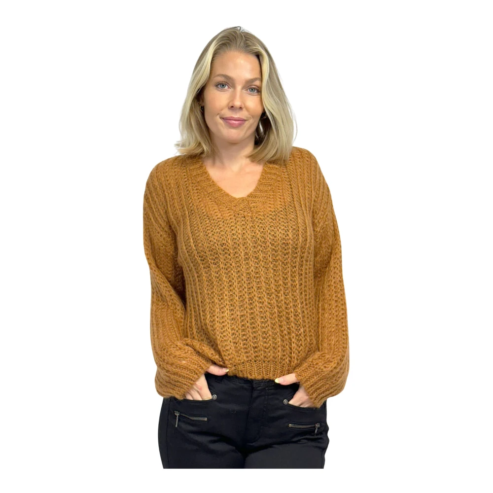 2-Biz Gezellige Gebreide Trui Cognac Bibi.Au24 Brown Dames